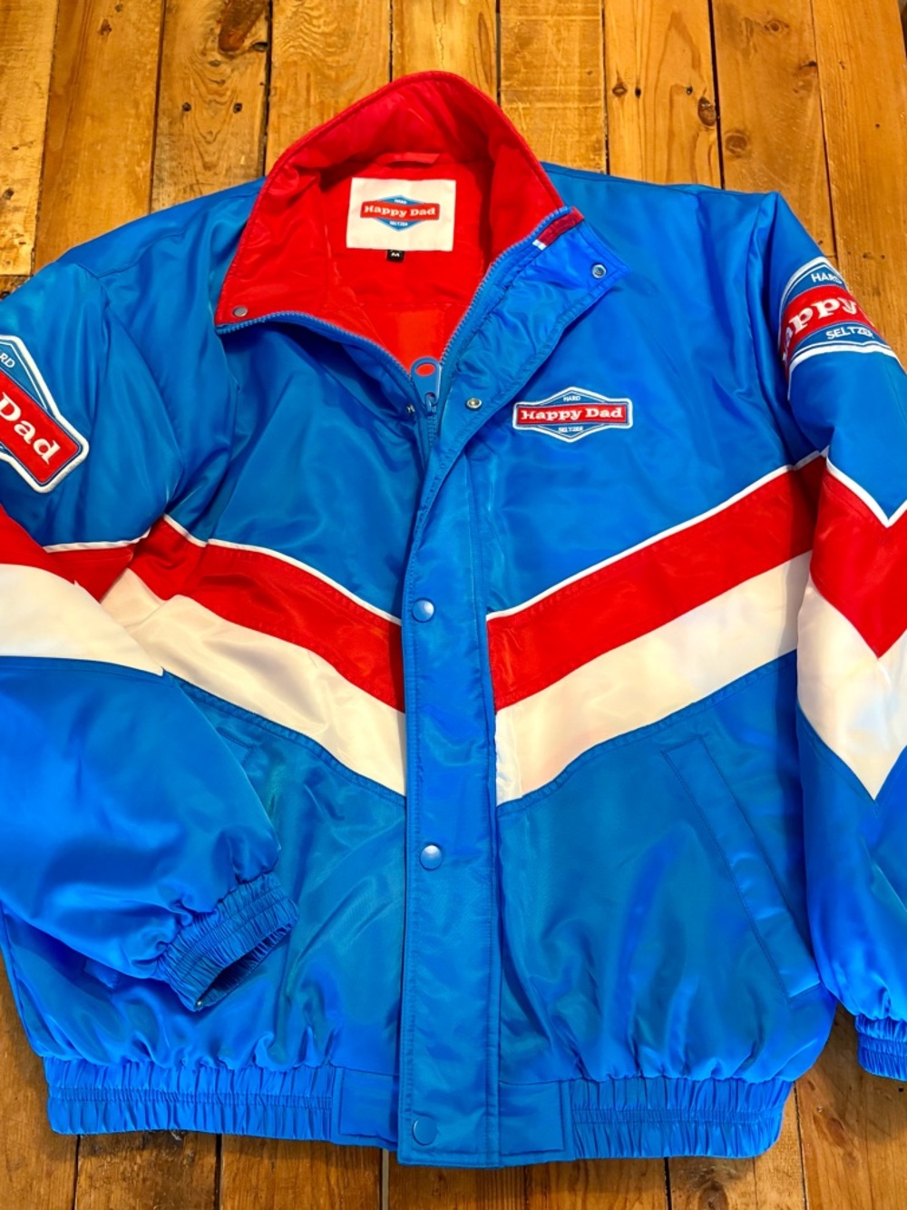Happy Dad Vintage Inspired Bomber Jacket - Blue Red White